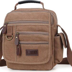 Mens bag Canvas Shoulder Bag Small Messenger Crossbody Bag Work Bag Vintage Mult